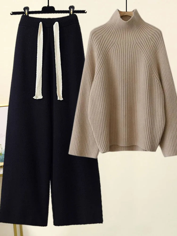 Conjunto de Pantalón Ancho – Negro y Caqui