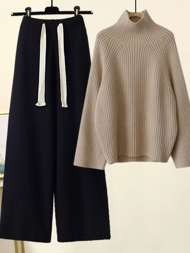 Conjunto de Pantalón Ancho – Negro y Caqui
