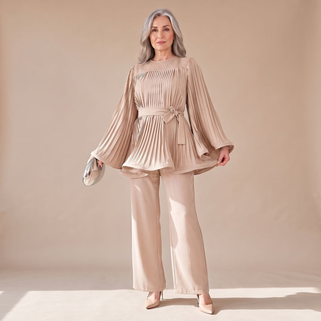 Conjunto Plisado Dos Piezas – Beige