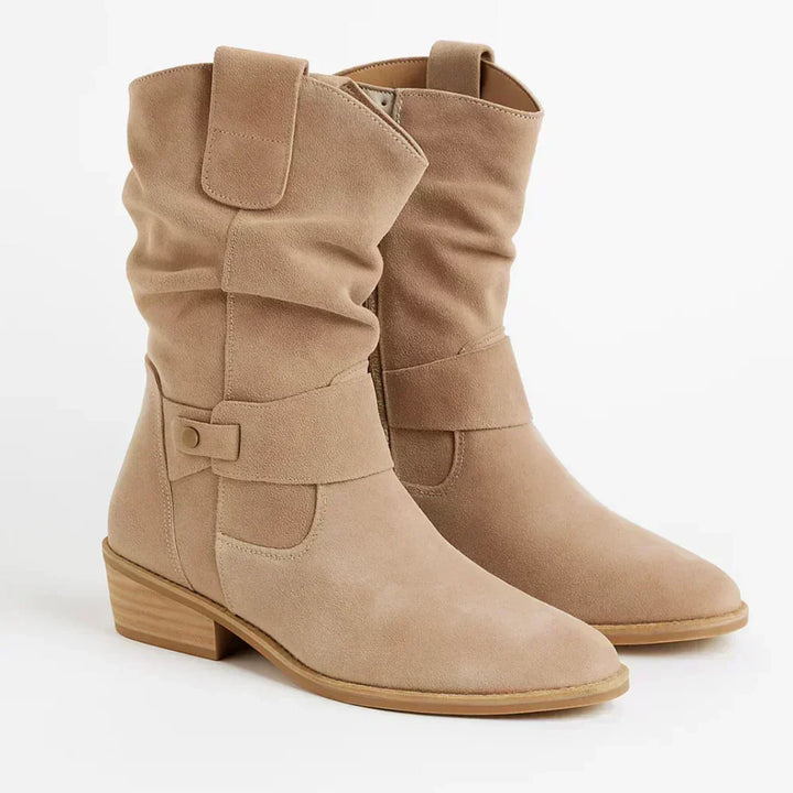 Botas de Media Caña Fruncidas – Topo