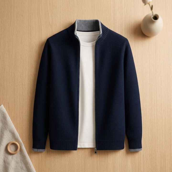 Cárdigan con Cuello Alto – Azul