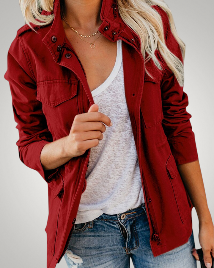 Chaqueta con Cintura Ajustable – Rojo