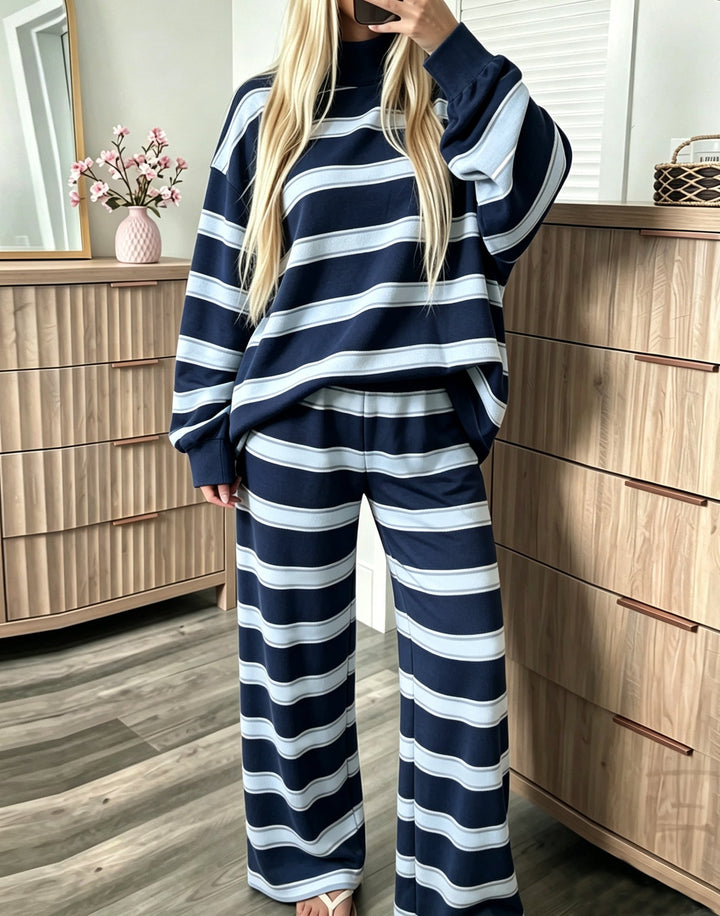 Conjunto Casual a Rayas – Azul Oscuro