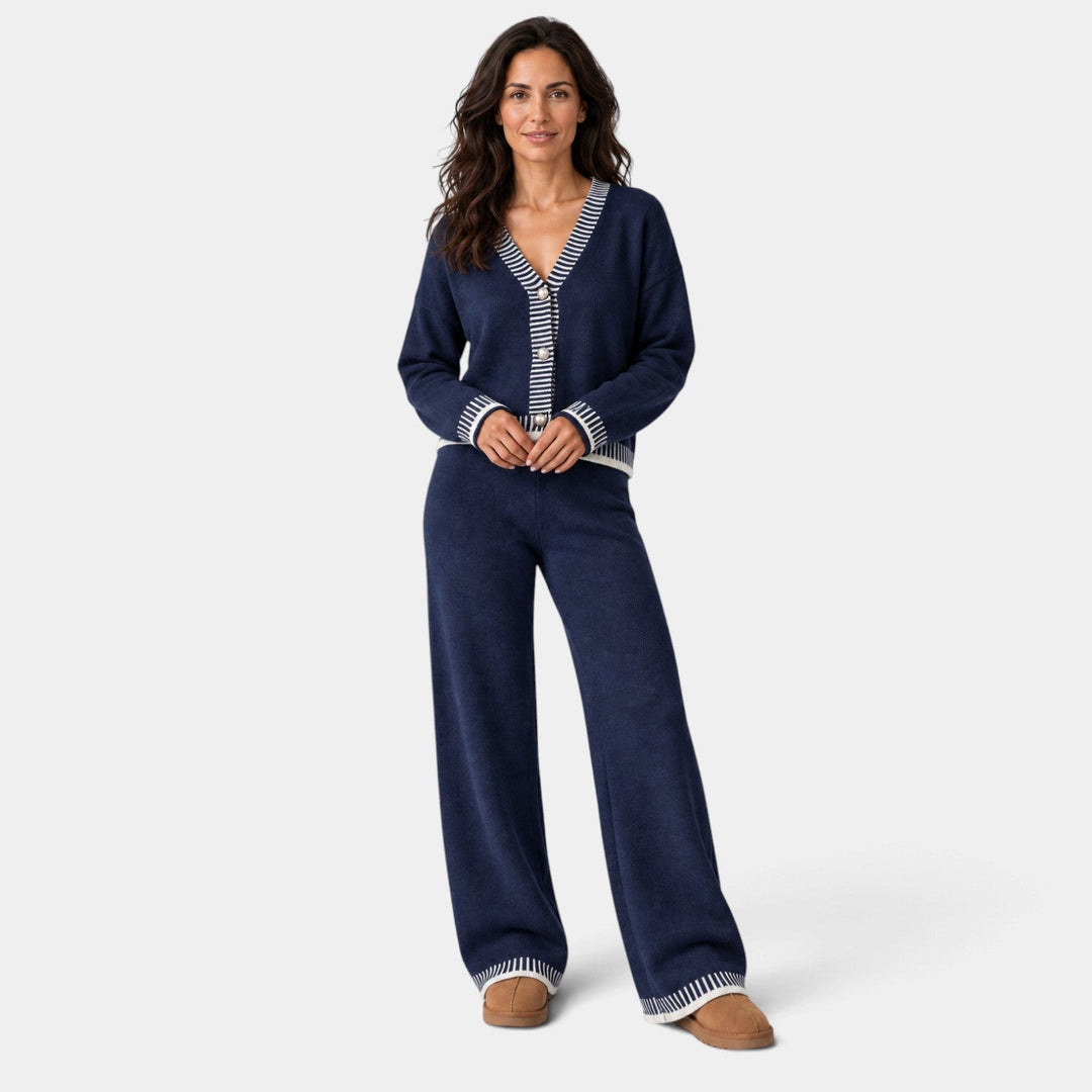 Conjunto con Cárdigan y Pantalón – Azul Marino