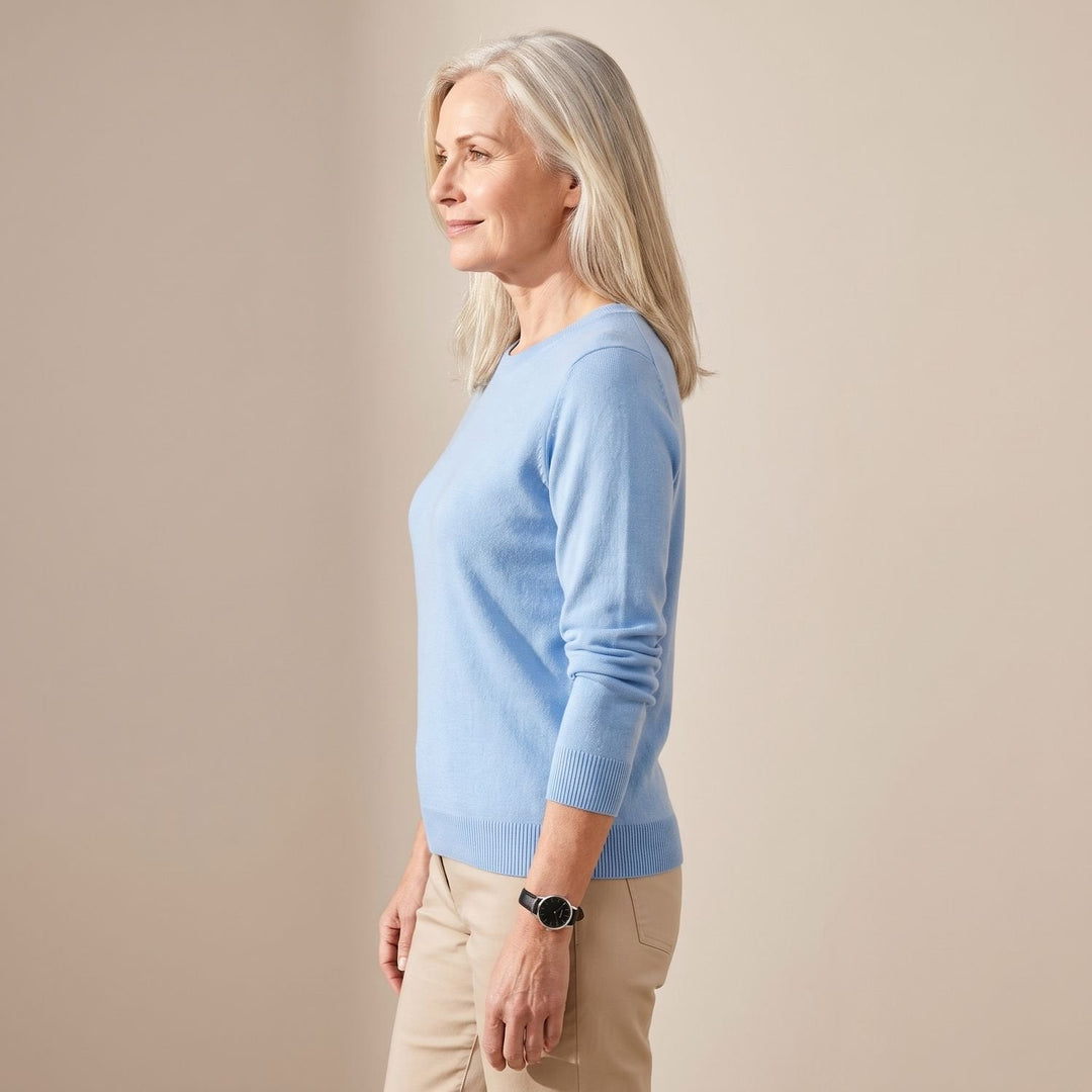Jersey Entallado de Cuello Redondo – Azul Claro