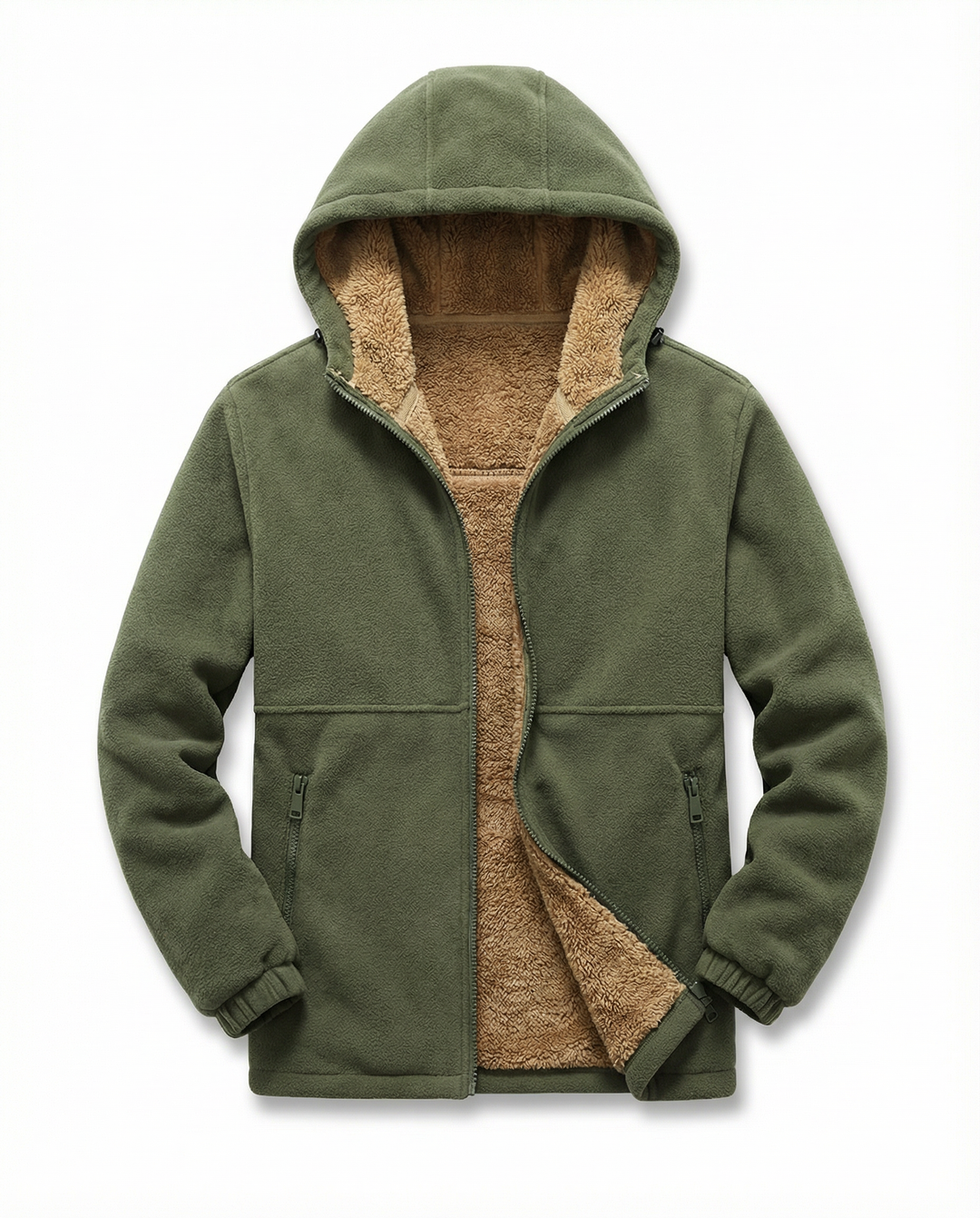 Sudadera Forrada con Capucha – Verde Militar