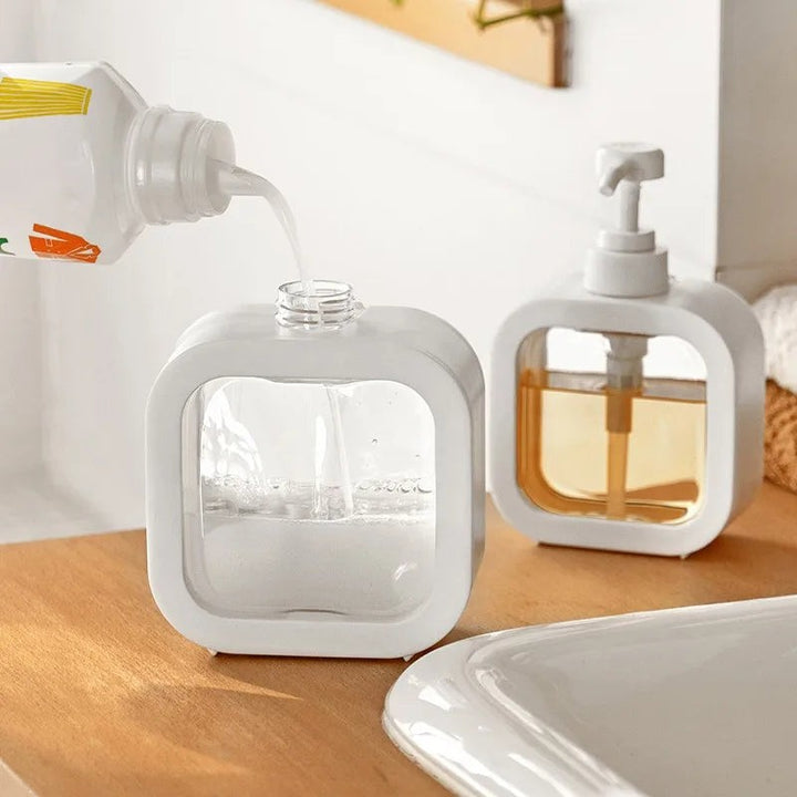 Dispensador de jabón minimalista - Diseño escandinavo con ventana transparente