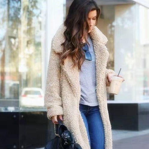 Abrigo Abierto con Solapas – Beige