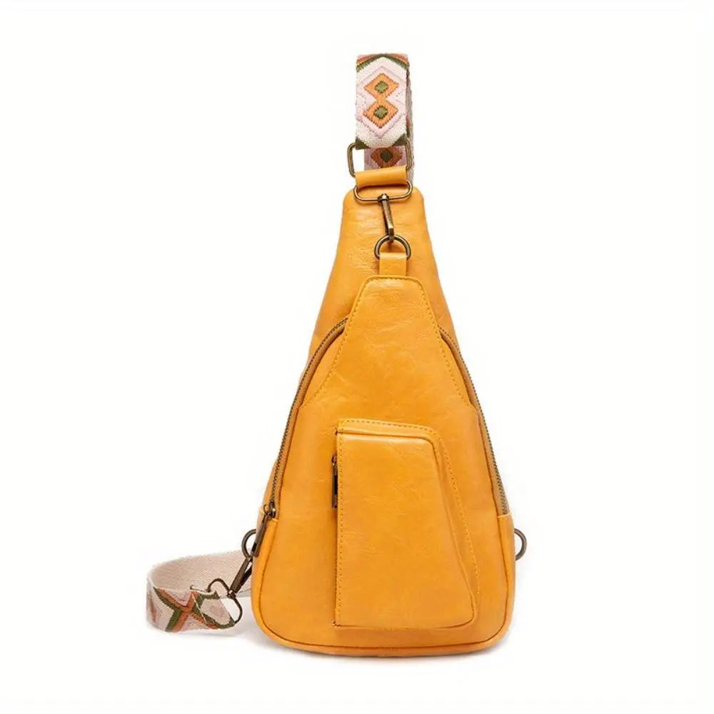 Bolso Cruzado con Correa Estampada – Amarillo