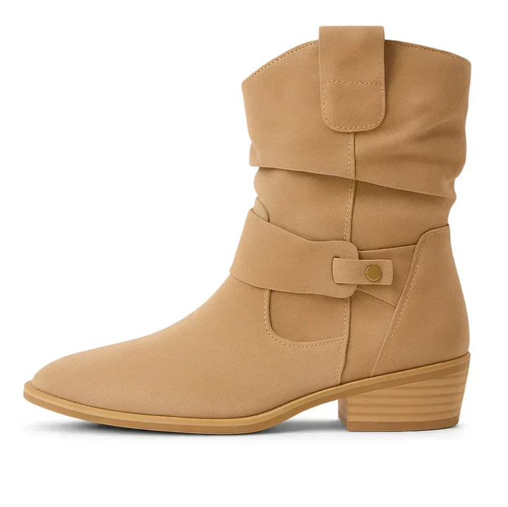 Botas de Media Caña Fruncidas – Beige