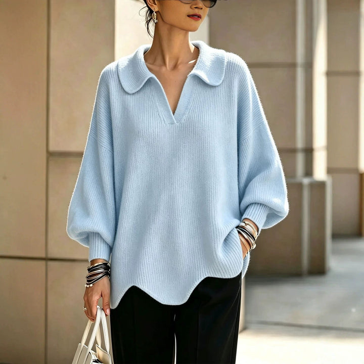 Jersey con Cuello Camisero – Azul Cielo