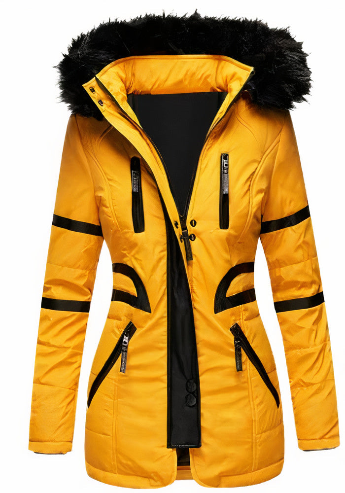 Parka Entallada con Capucha – Amarillo