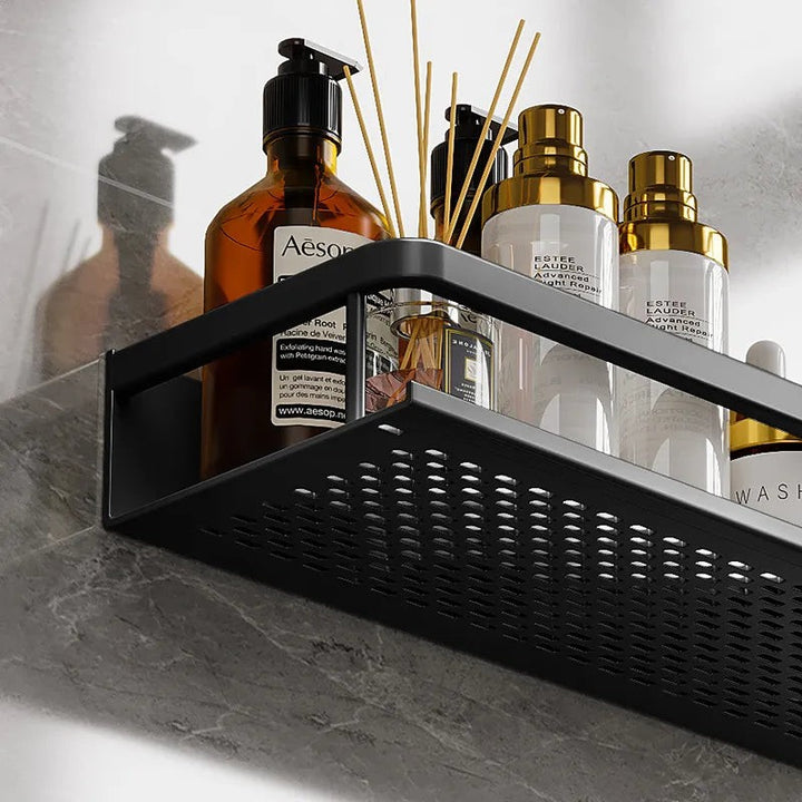 Estante de baño con barandilla - Negro mate