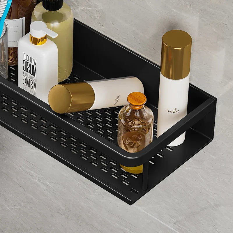 Estante de baño con barandilla - Negro mate