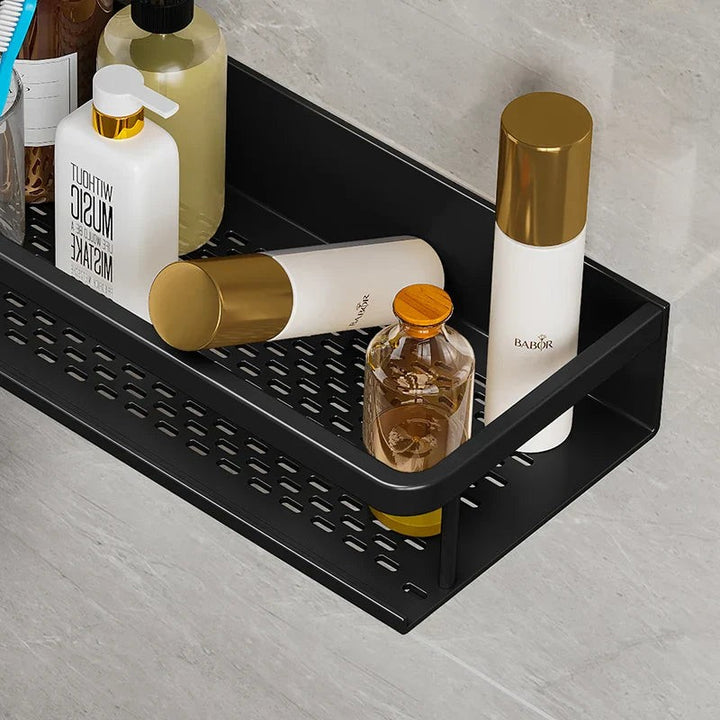 Estante de baño con barandilla - Negro mate