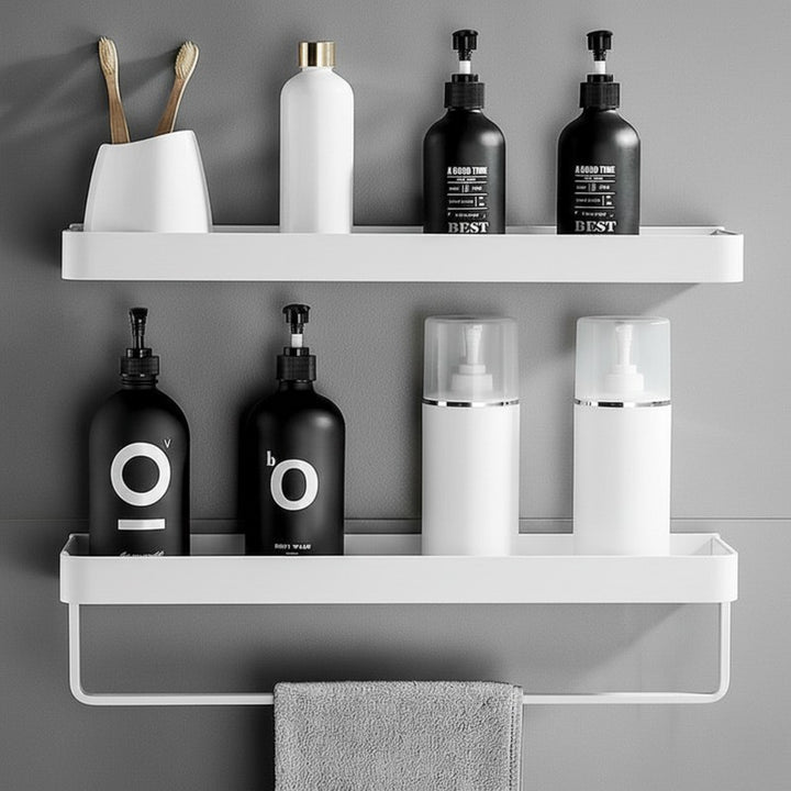 Estante de pared para baño sin perforación - Montaje adhesivo