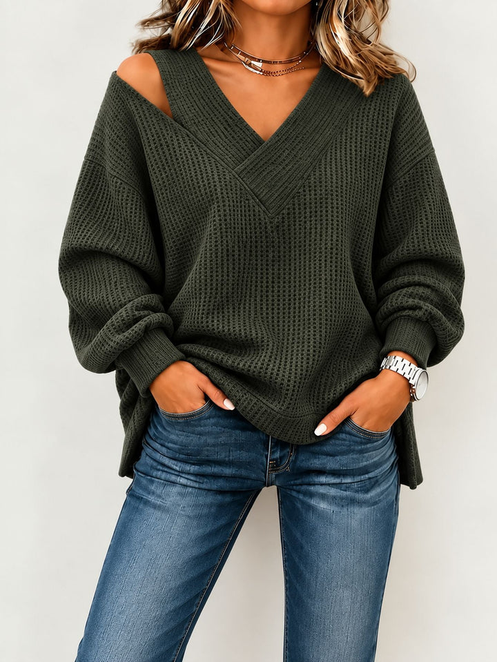 Blusa Fluida con Escote Asimétrico – Verde