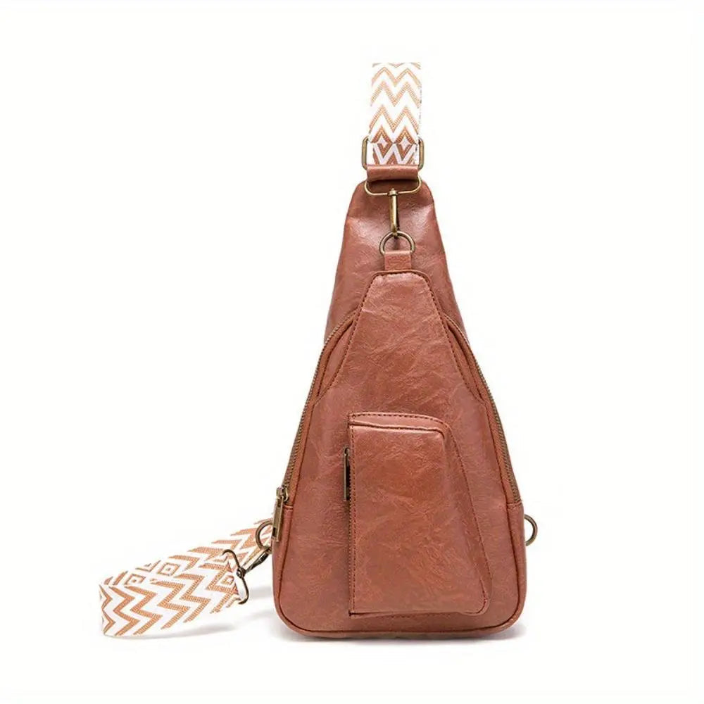 Bolso Cruzado con Correa Estampada – Marrón