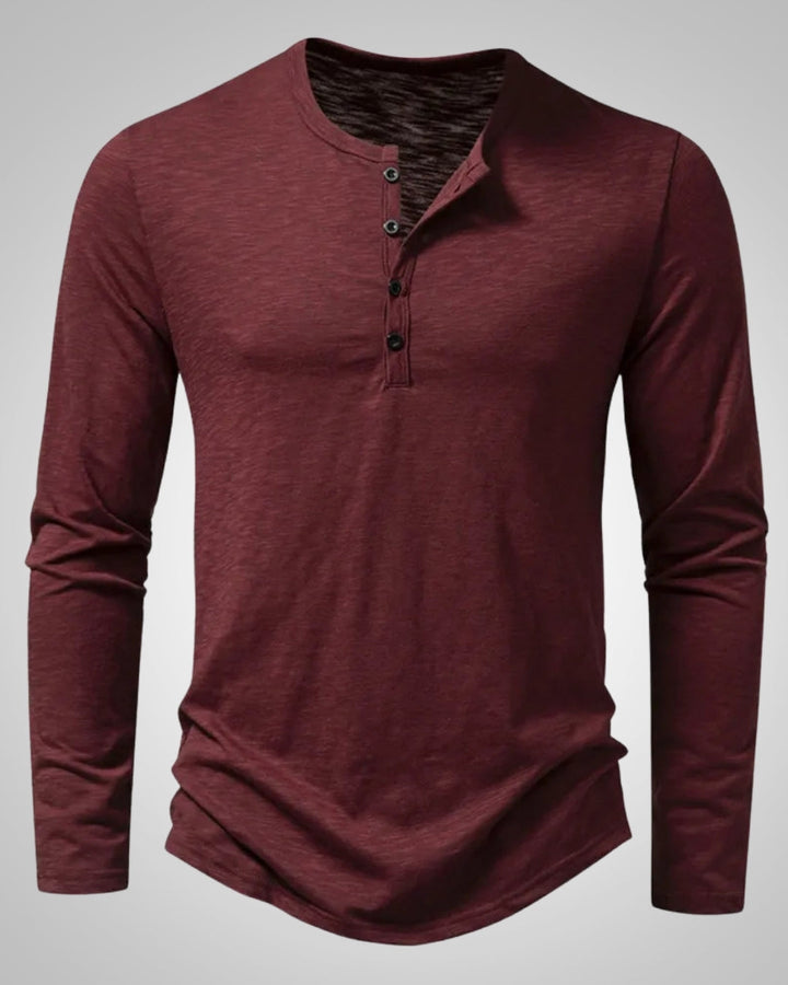Camiseta Relajada con Botones – Burdeos