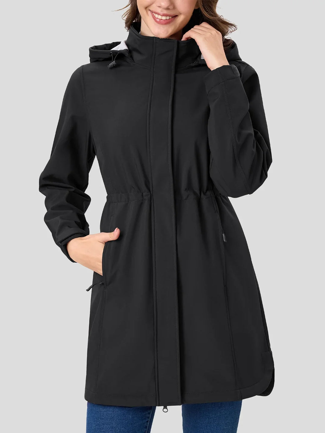Chaqueta Ajustable con Capucha – Negro