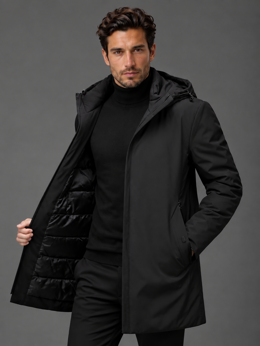Chaqueta Recta con Capucha