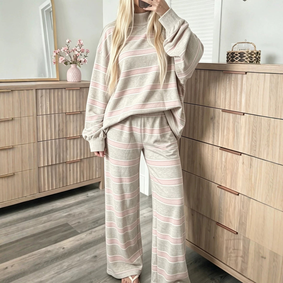 Conjunto Casual a Rayas – Rosa