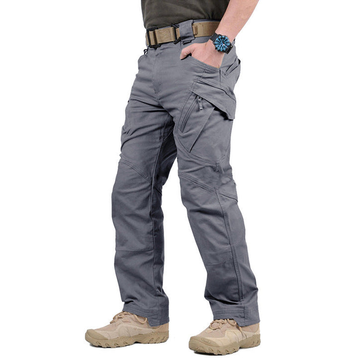 Pantalón Recto Multibolsillos – Gris