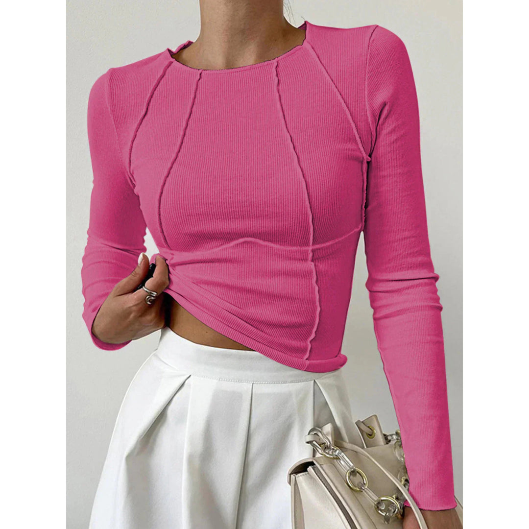 Top Ajustado de Manga Larga – Rosa