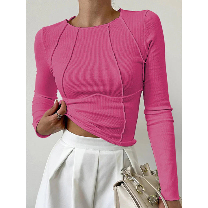 Top Ajustado de Manga Larga – Rosa