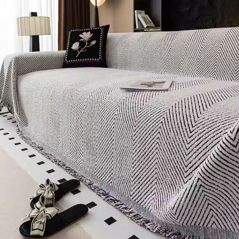 Funda de sofá con flecos - estilo drapeado