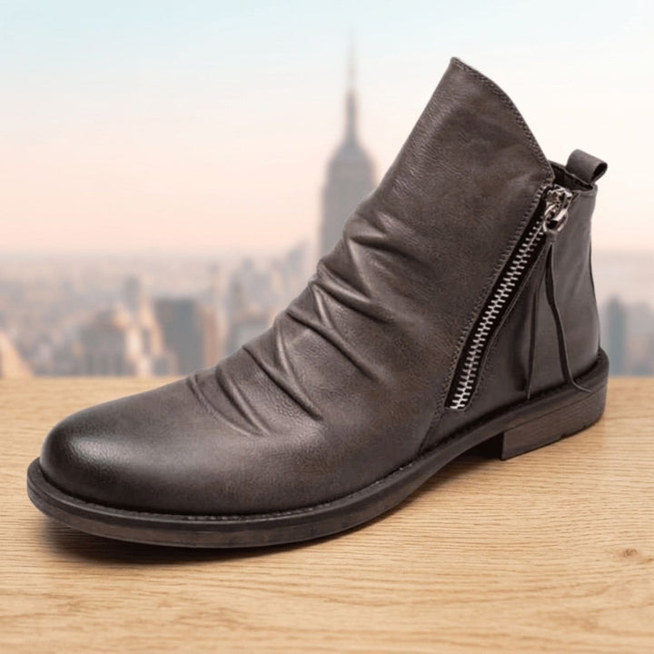 Botines Tobilleros con Cremallera – Gris