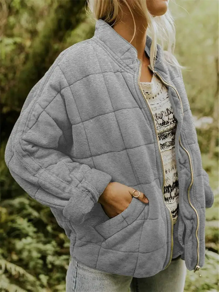 Chaqueta Acolchada Holgada – Gris