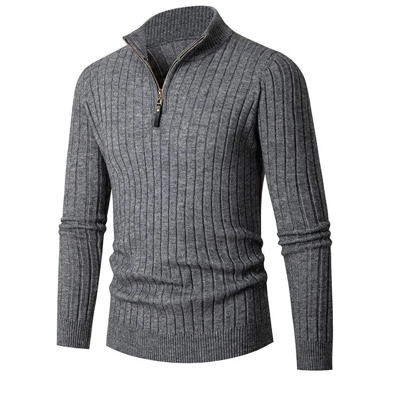 Jersey Ajustado con Cremallera – Gris Oscuro