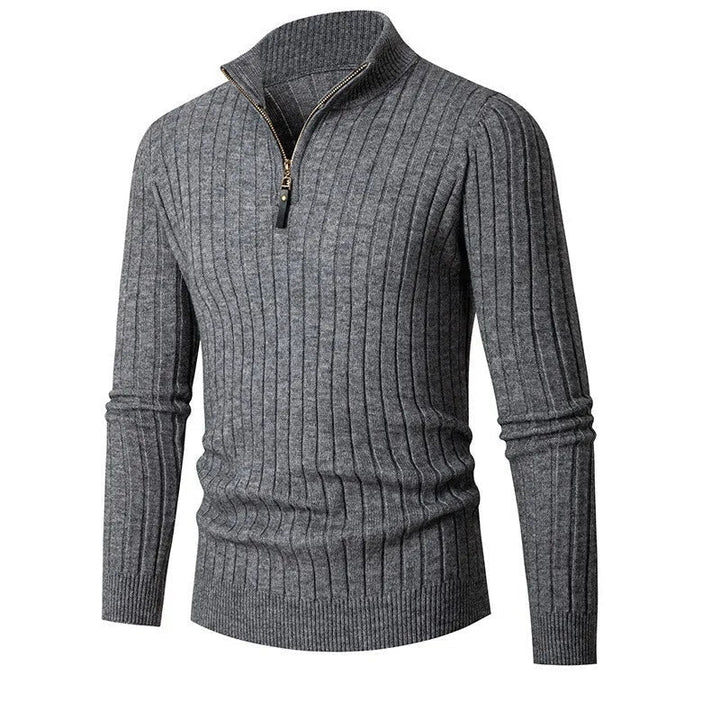 Jersey Ajustado con Cremallera – Gris Oscuro