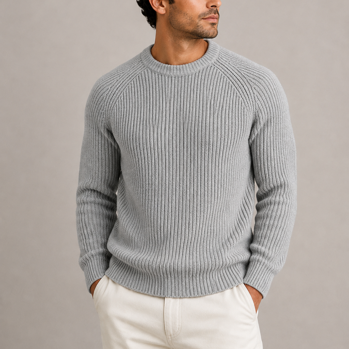 Jersey Estructurado de Cuello Redondo – Gris