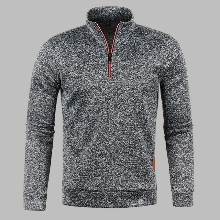Jersey Jaspeado con Cremallera – Gris Oscuro