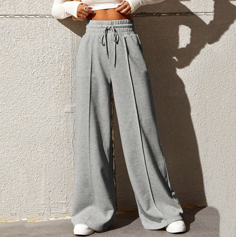 Pantalón Ancho de Tiro Alto – Gris