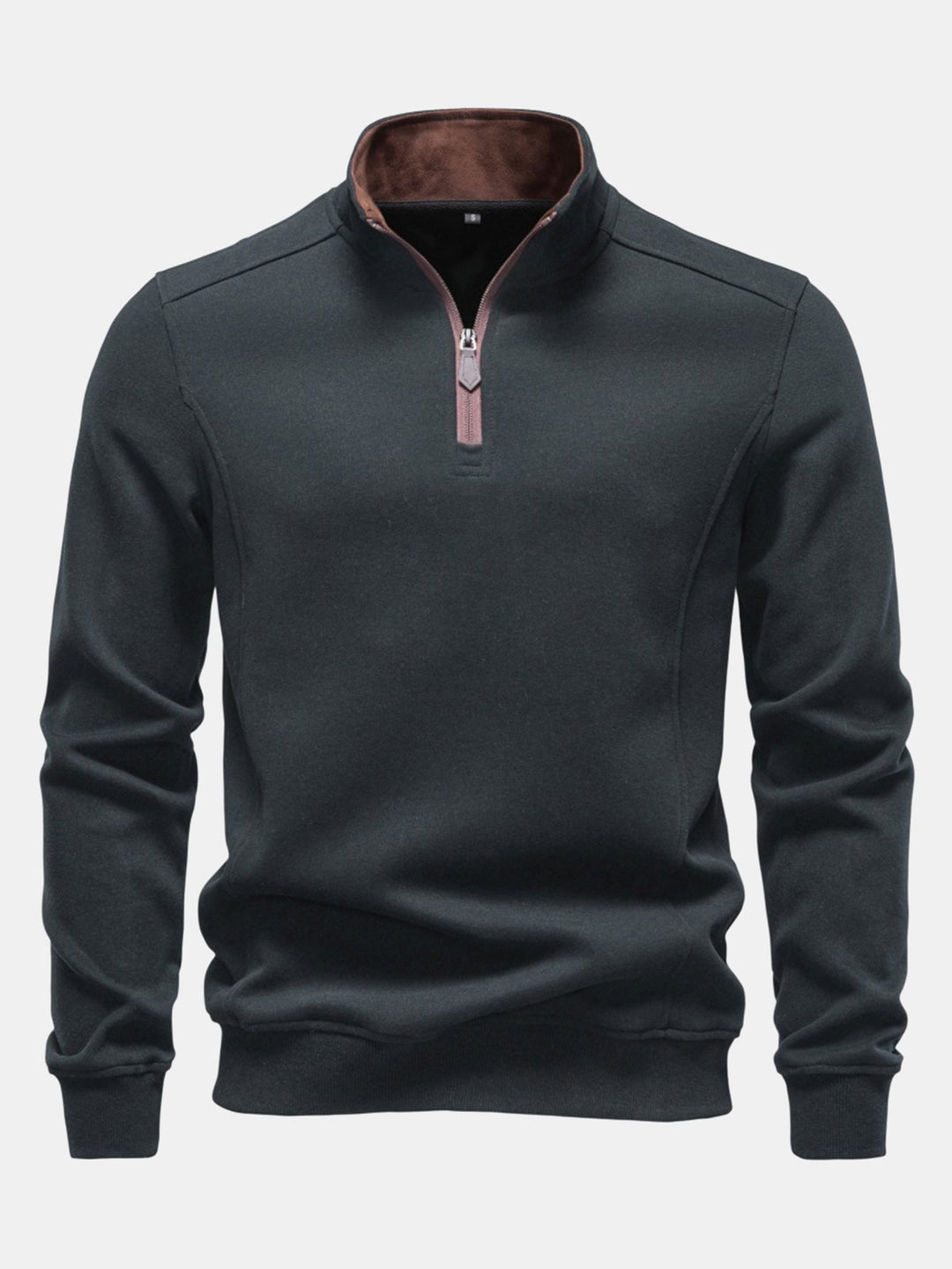 Sudadera Recta con Cremallera – Gris Oscuro
