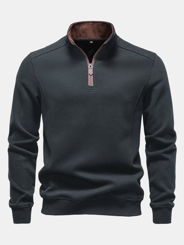 Sudadera Recta con Cremallera – Gris Oscuro