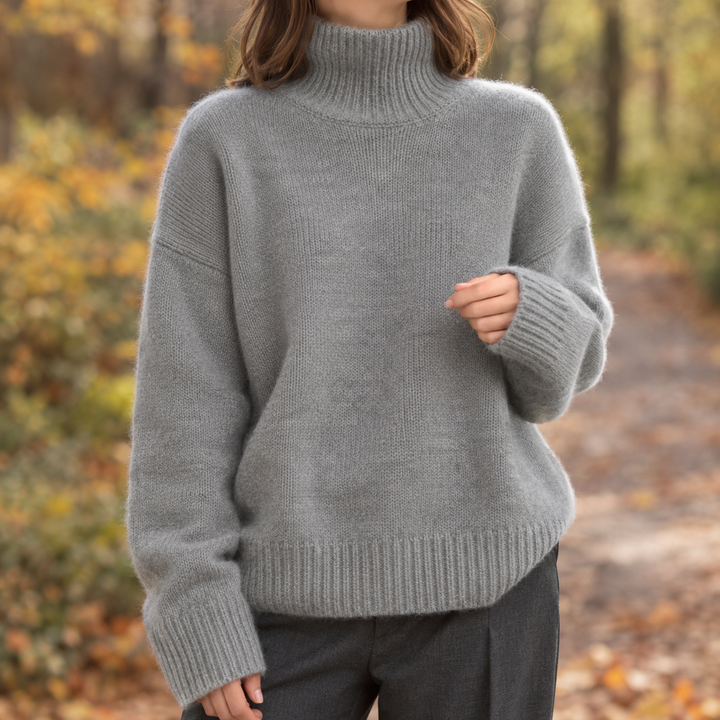 Jersey Amplio de Cuello Alto – Gris
