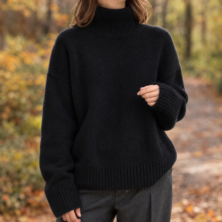 Jersey Amplio de Cuello Alto – Negro