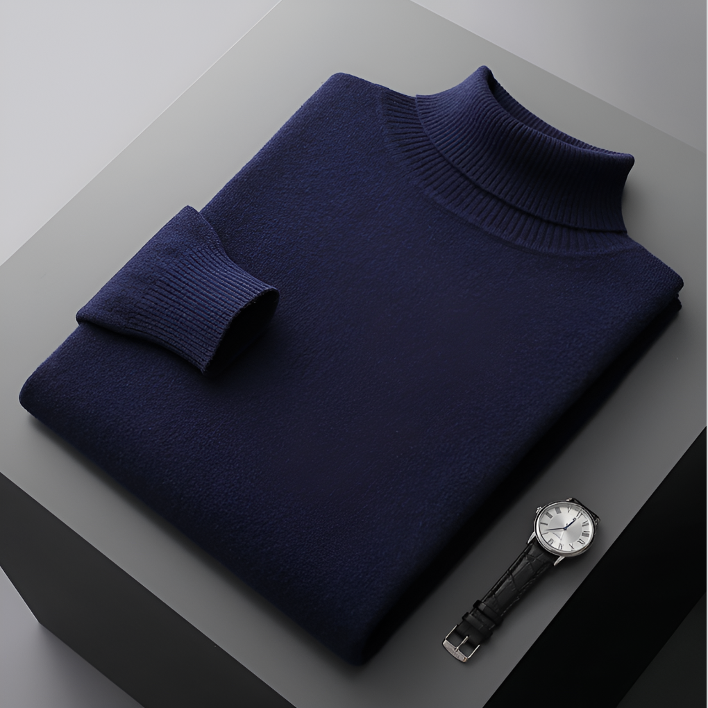 Jersey Básico de Cuello Vuelto – Azul Marino