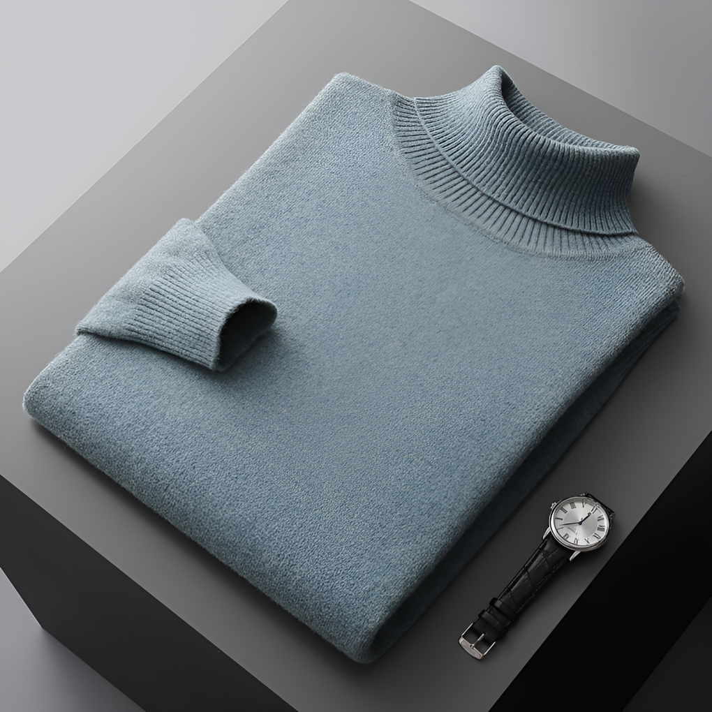 Jersey Básico de Cuello Vuelto – Azul Claro