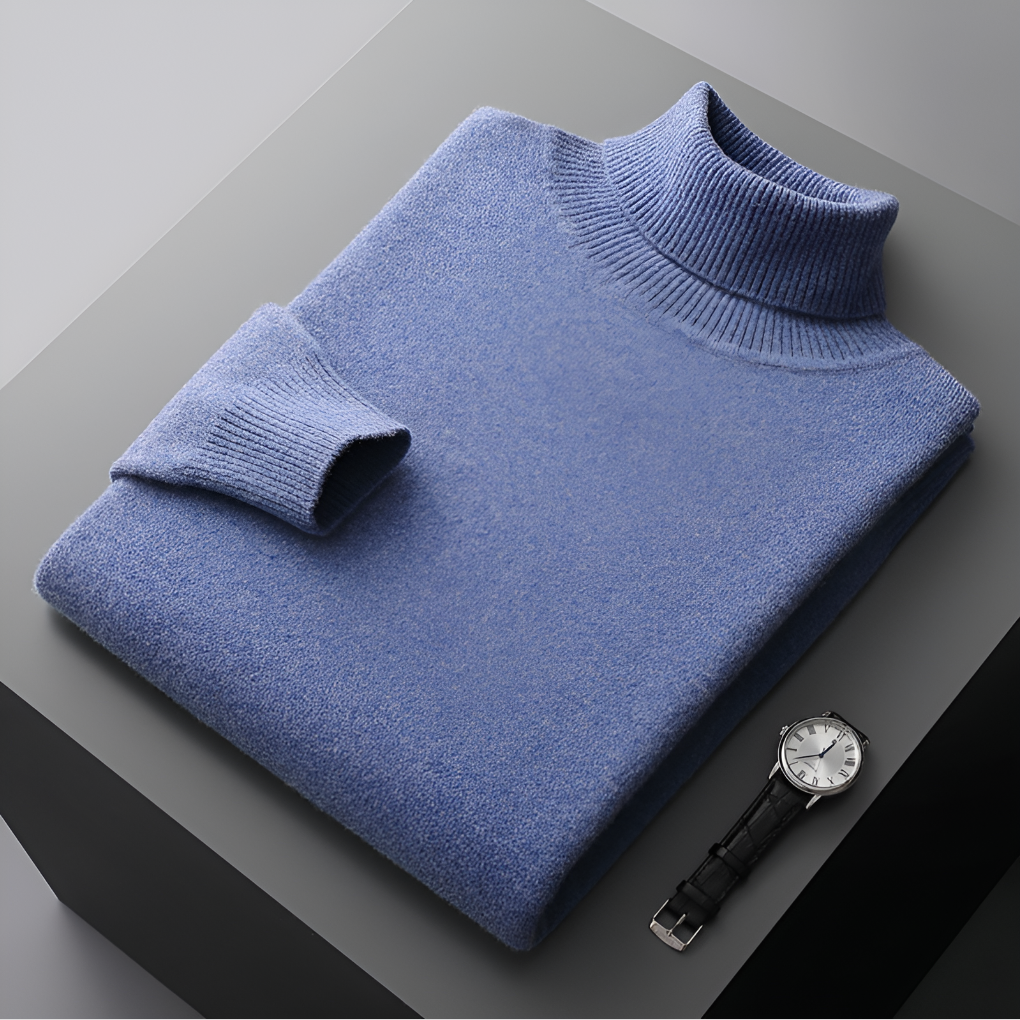 Jersey Básico de Cuello Vuelto – Azul