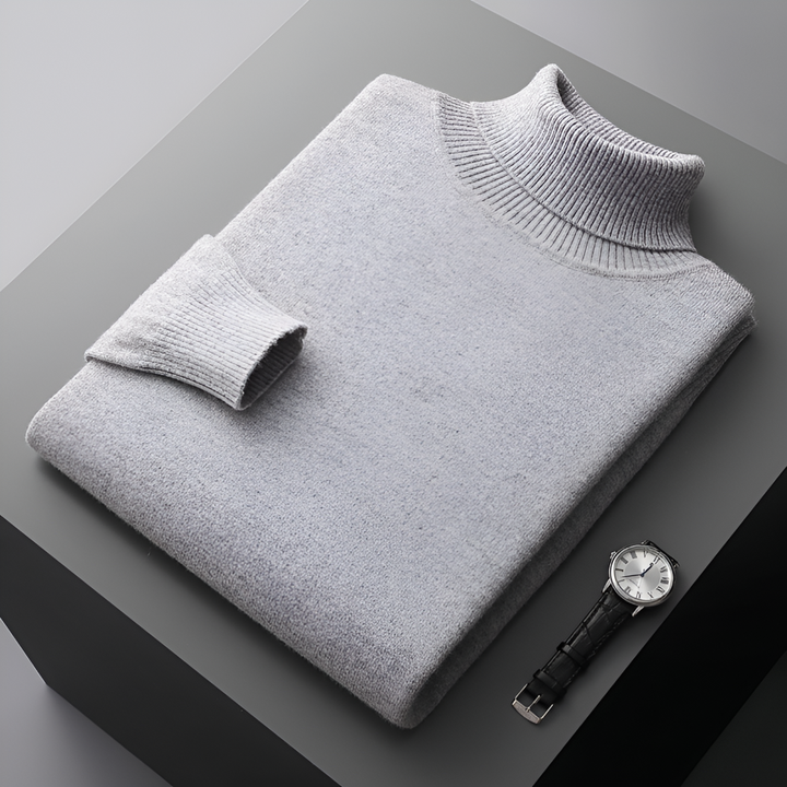 Jersey Básico de Cuello Vuelto – Gris Claro