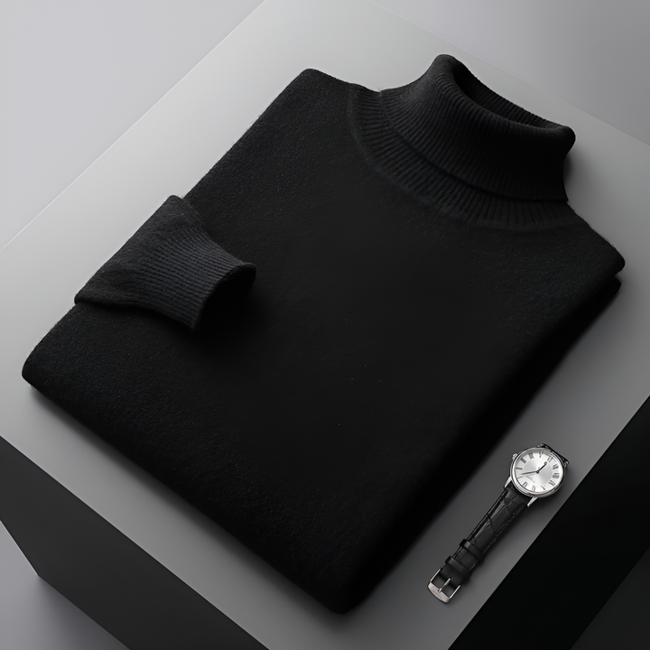 Jersey Básico de Cuello Vuelto – Negro