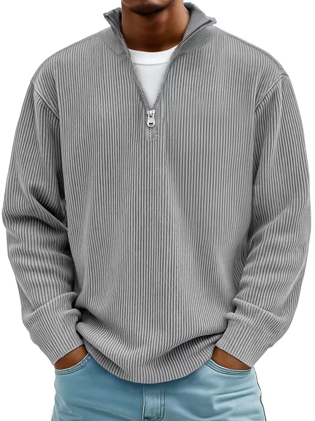 Jersey Clásico con Cremallera – Gris
