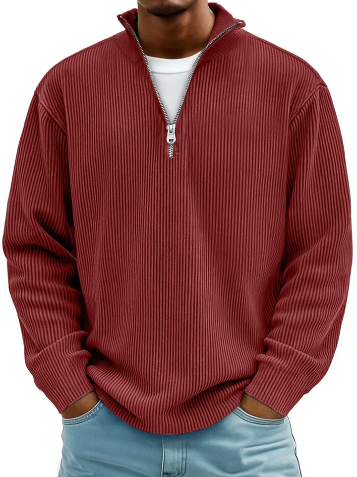 Jersey Clásico con Cremallera – Rojo