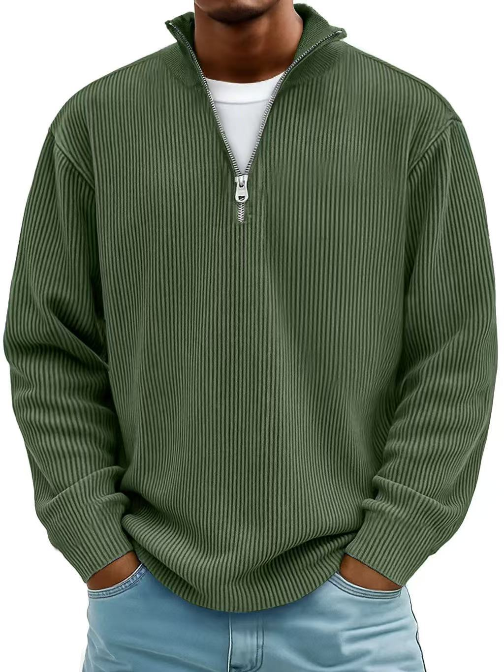 Jersey Clásico con Cremallera – Verde Militar