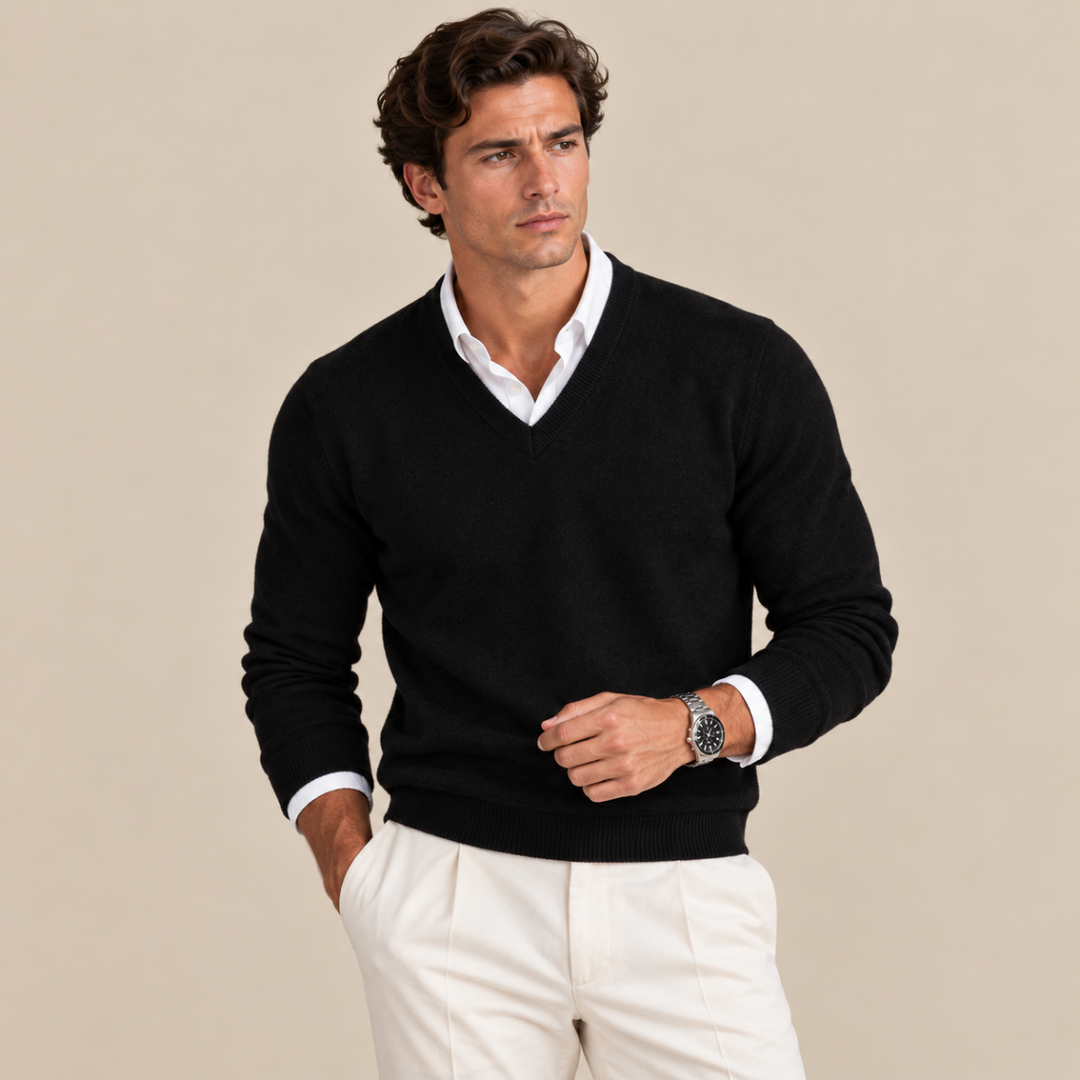 Jersey Clásico de Cuello Pico – Negro